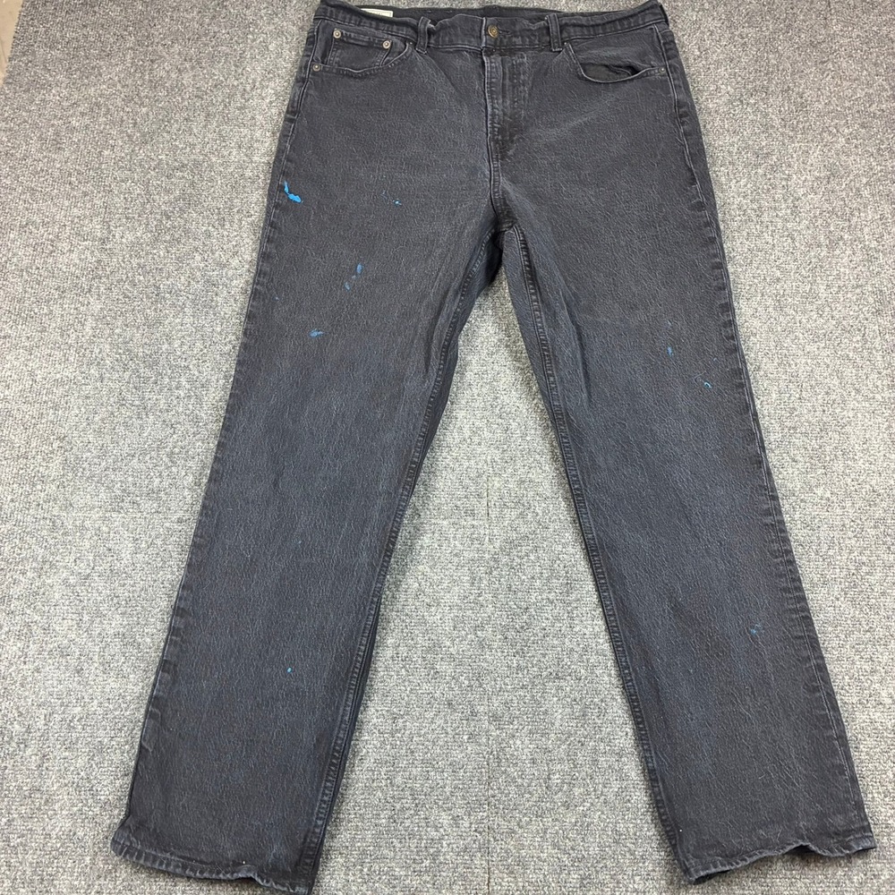 Vintage‎ Gap Denim Sky High Straight Jeans Black Paint Splatter 33 16R High Rise